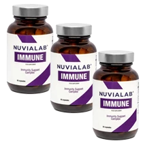 Conjunto de tres botellas de NuviaLab Immune, perfecto para una duración intermedia.